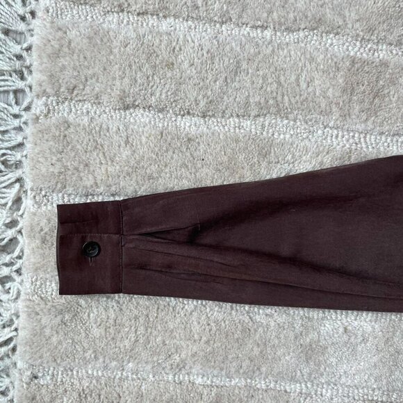 Vintage Josephine Chaus Brown Silk Linen Blouse Button Up Womens Size Medium - Picture 6 of 6